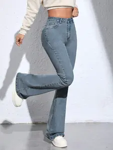 CELANA JEANS CUTBRAY FIT AND FLARE WANITA PINGGANG HIGHWAIST BAHAN STRETCH MELAR MINIMALIS KOREANS STYLE