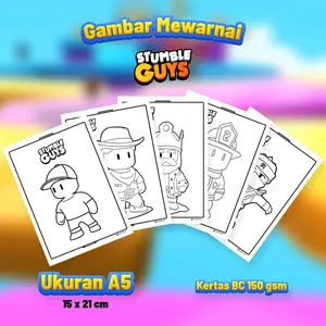 Gambar Mewarnai STUMBLE GUYS Isi 20 Lembar Kertas BC Tebal