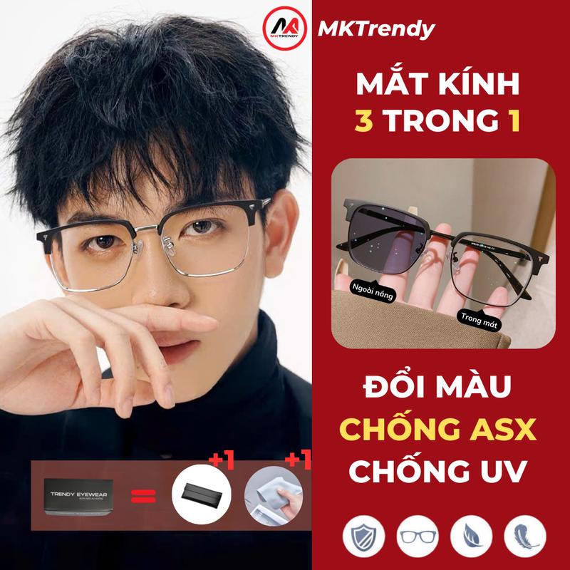  MÃ X15 Kính Đổi Màu Dưới Nắng Dành Cho Nam Nữ Gọng Nửa Viền ClubMaster Gọng Chữ V Mắt Kính Kính Mát Thời Trang Gọng Titan Kính Nam Đen Ngầu Kính Đi Đường Chống Nắng Chống UV Chống Bụi Đeo Đi Biển Du Lịch Chạy Xe Đi Làm Sang Trọng Gọng Kính Cận Đẹp 