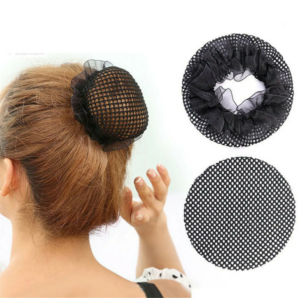 Women Fashion Elastic Lace Edge Invisible Hair Net/Flower Hair Nets  Dancers Bands/Ladies Simple Ballet Dance Skating Snoods Hair Net Bun Cover