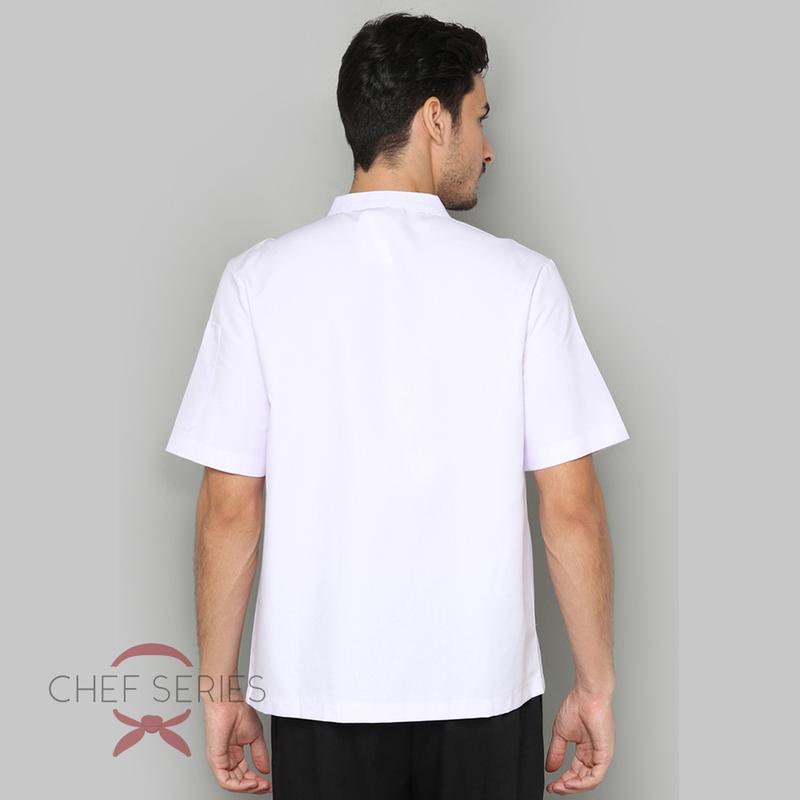 Simple Series Short Sleeve Chef Jacket - White with Black Detail 3