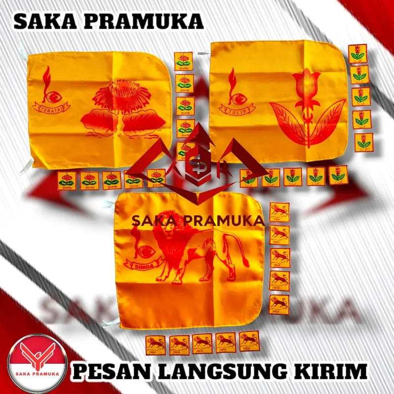 PAKET LENGKAP (1 BENDERA + 10 TANDA REGU) PRAMUKA PUTRA BURUNG HANTU 1