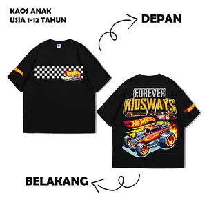 Kaos Anak Motif Hot Wheel Angka untuk usia 1-12 Tahun Laki-laki dan perempuan