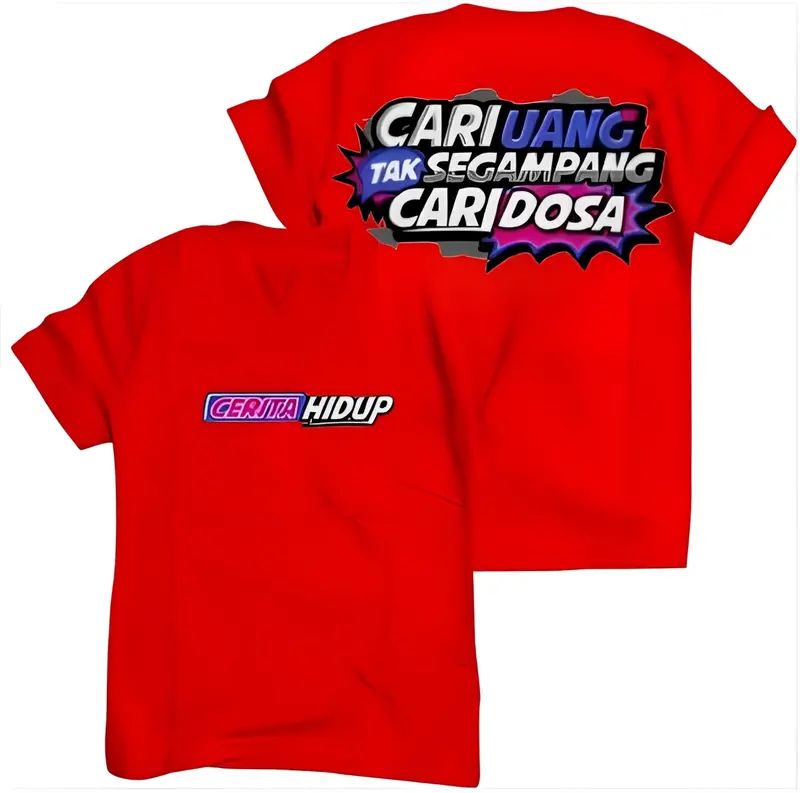 kaos atasan dewasa PRIA/WANITA T-SHIRT variasi kaos oblong distro motif kata kata CERITA HIDUP 2