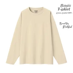 Reckblud - T-Shirt Kaos Lengan Panjang Polos 100% Cotton Combed 24s Unisex Krem
