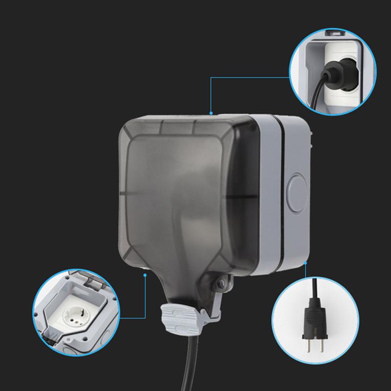 COD Stop Kontak IP66 Waterproof Outdoor Wall Socket Box Kotak Tahan Air Hujan Anti Debu stop  kontak 1