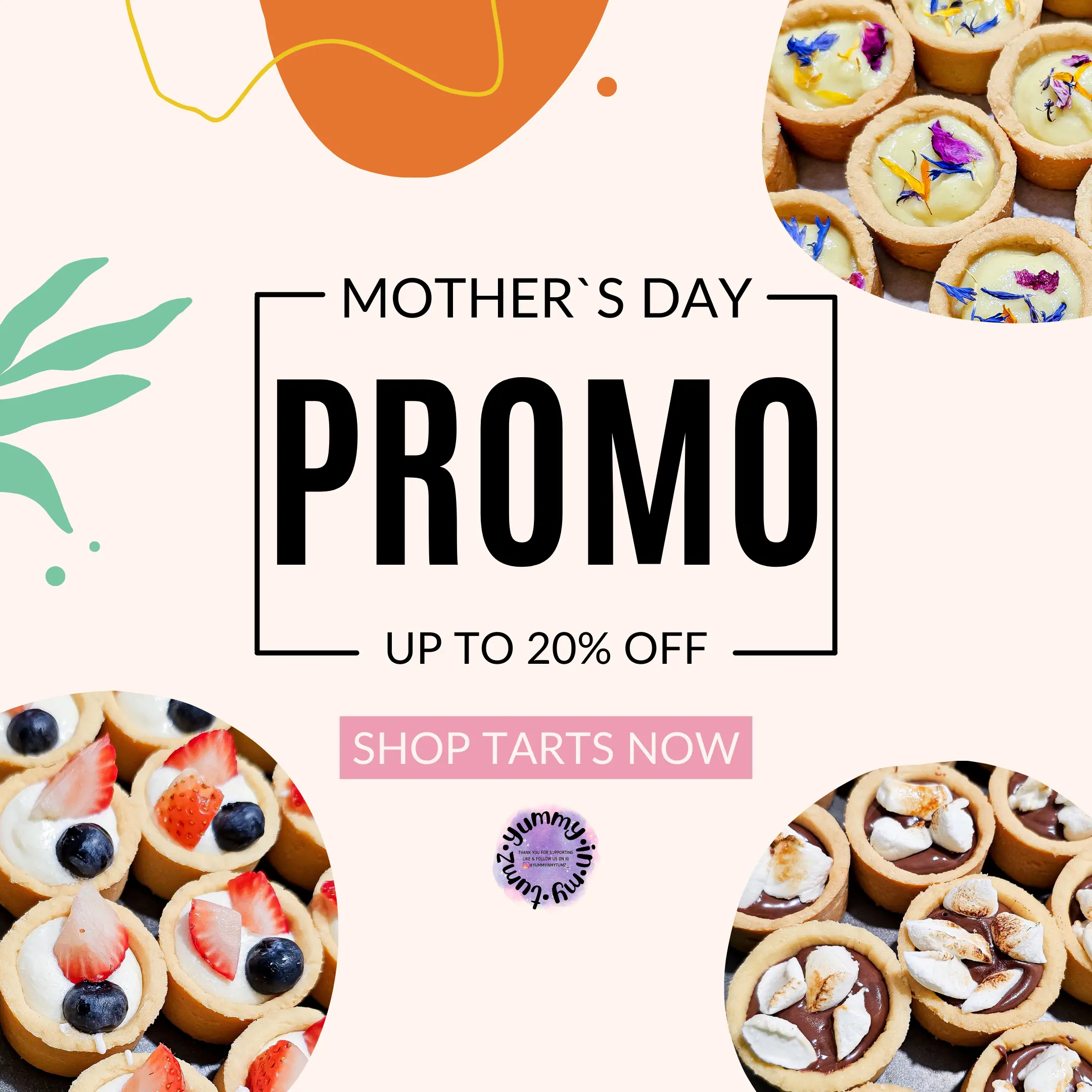Mini Tartlets - Nutella S'mores, Fruity Cheese, Durian, Espresso, Salted Caramel, Lemon Curd (Promo Launch for Mother's Day) - 12pcs per box