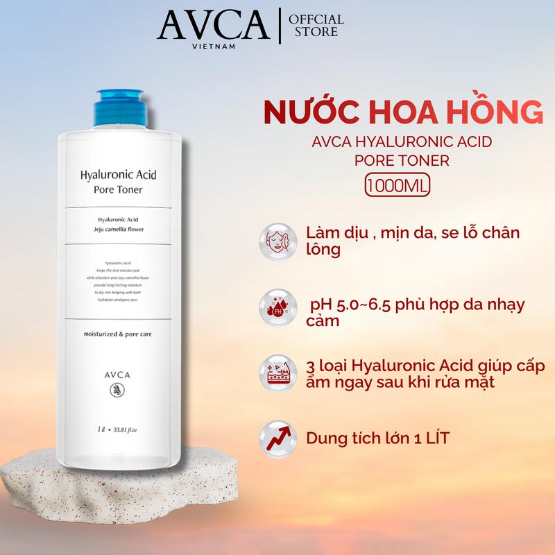 Nước hoa hồng cấp ẩm AVCA Hyaluronic Acid Pore Toner