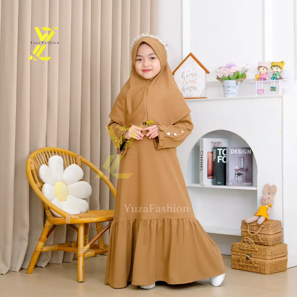 Gamis Abaya Mecca Gamis Anak Batwing 3-12 Tahun Set Hijab Bahan Knit Model Terbaru Cantik / Gamis Anak Perempuan / Baju Gamis Lebaran Muslim Syari / Gamis Hitam / Gamis Remaja