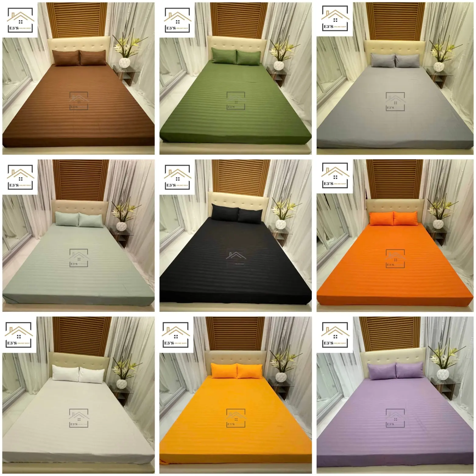 Canadian Cotton Bed Sheet Set | Plain Stripe | Colorful Bedsheet | E3's Online Shop Part 8