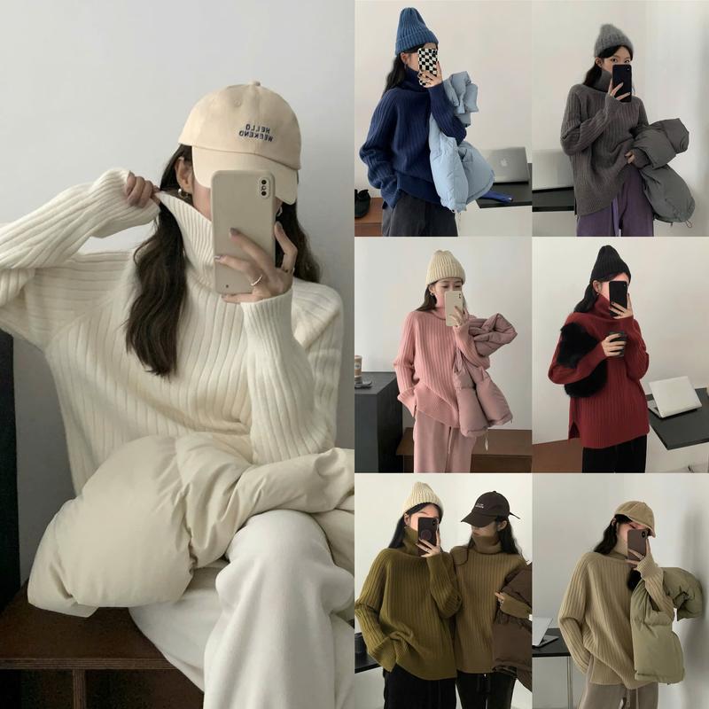  Áo len cổ lọ dài tay tông màu đa dạng chất len lông thỏ phối đồ basic DELIZ - AL43 