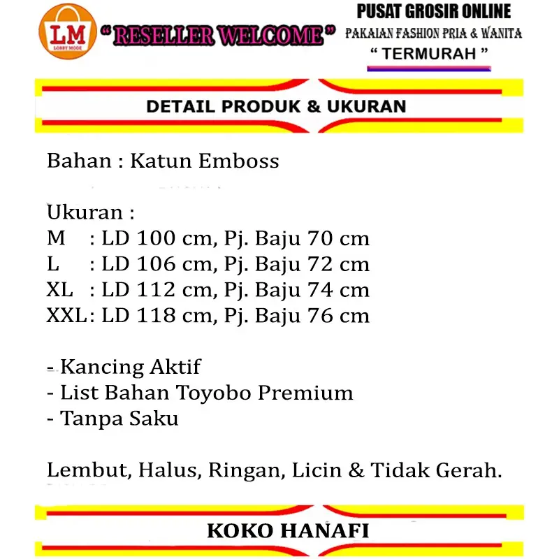 TERMURAH TERLARIS KOKO KURTA HANAFI LENGAN PENDEK Ukuran M L XL XXL TERBARU LMS 26432 26434 8