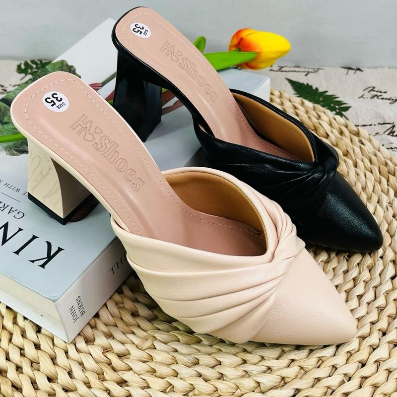  HN-16 Sục 7P Nơ xoắn Dép Nữ Chuẩn Size Êm Chân - Hạnh Nguyên Shoes DéP Nữ GiàY Jean Đế Bằng Đế Bằng 