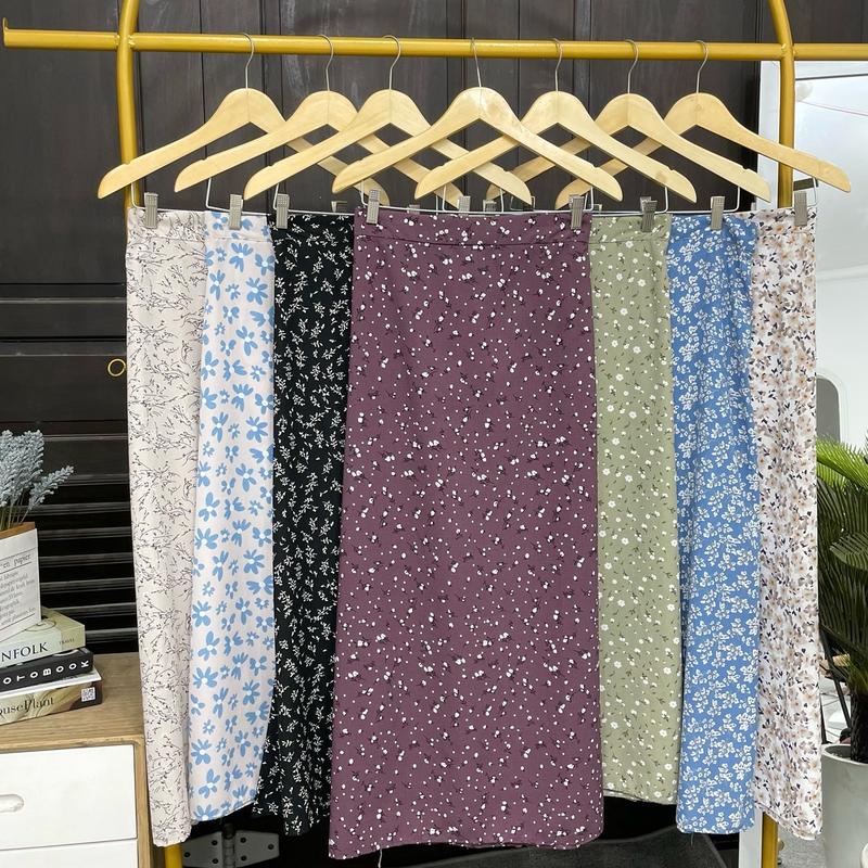 Floral Skirt | Rok motif bunga| Korean skirt | Rok A line | pattern midi skirt | Korean Style | Rok wanita Panjang Casual Bawahan 5