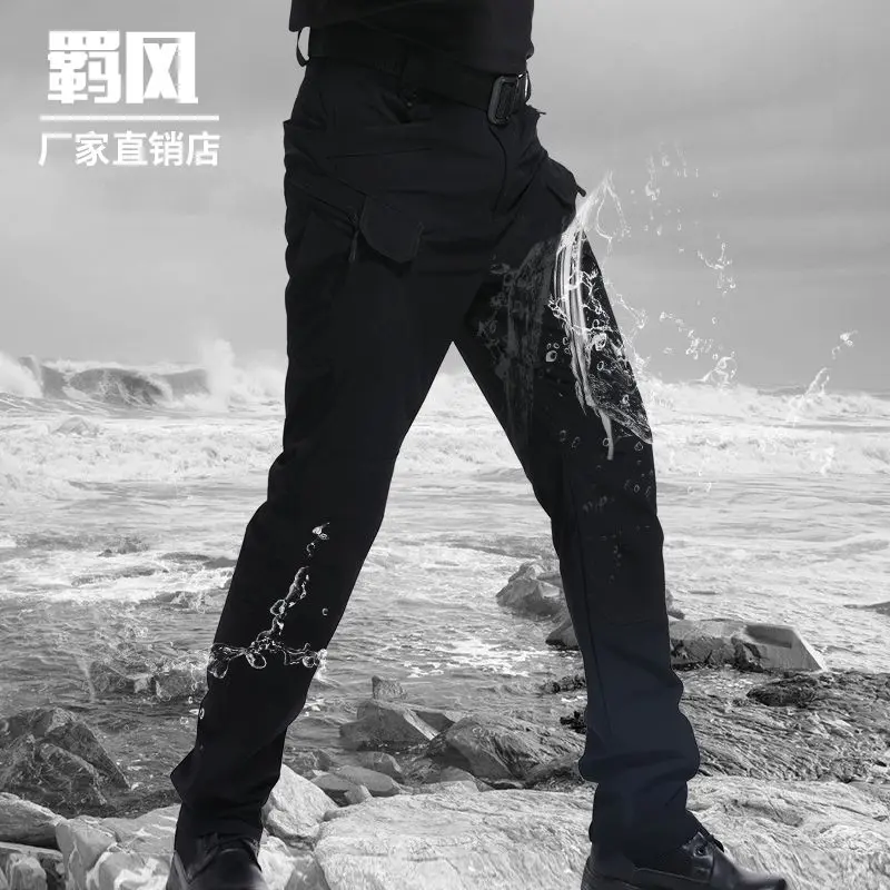 Outdoor wear-resistant tactical pants men's overalls hiking pants straight-leg special forces loose breathable cotton trousers