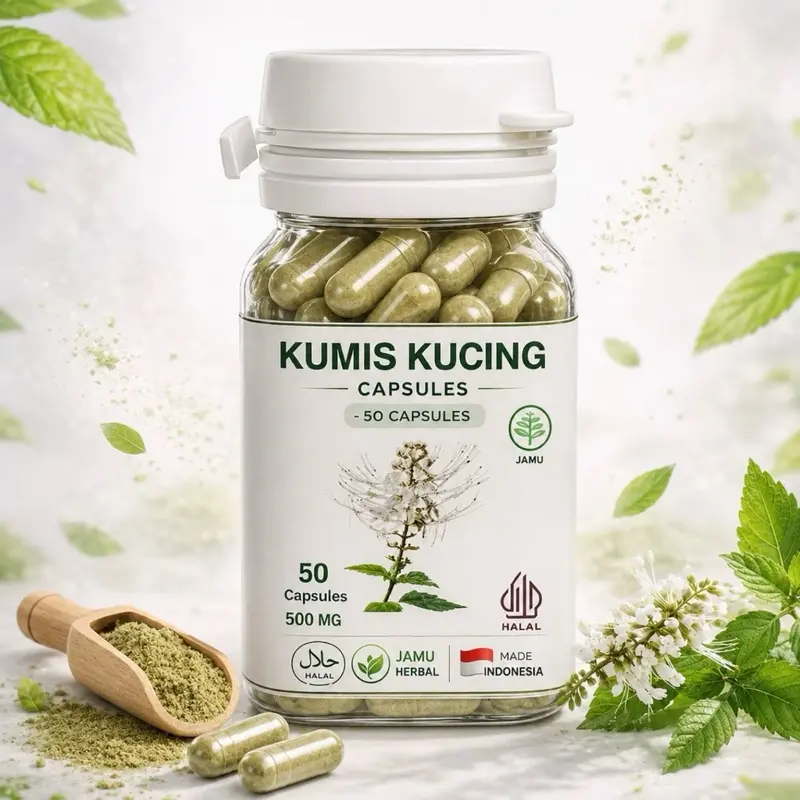 Kapsul Kumis Kucing Original 100% Herbal Obati Infeksi Saluran Kemih 50 Kapsul BPOM