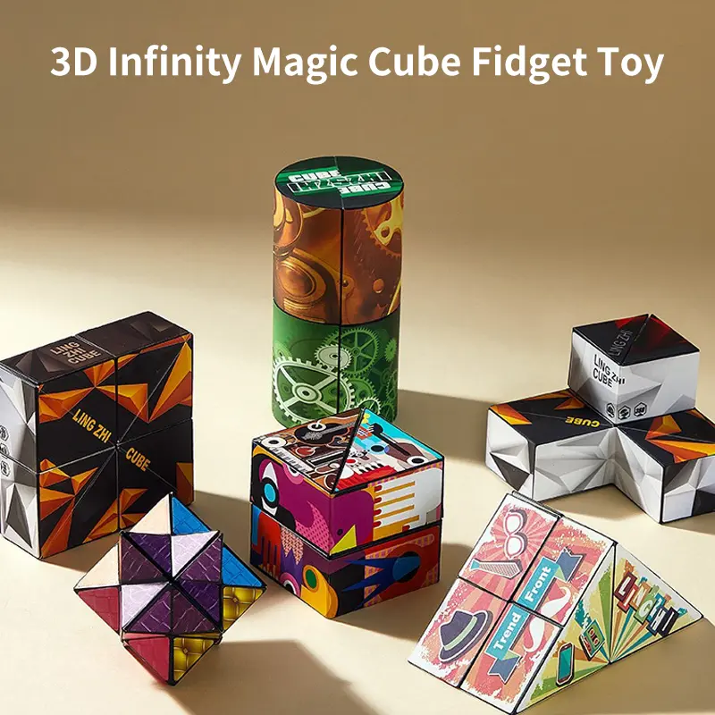 3D Rubiks Cube Infinity Cube Fidget Toy, Star Magic Cubes Stress Relief Toy, Brain Development Puzzle Cube Game for Children,Creative Gifts for Children