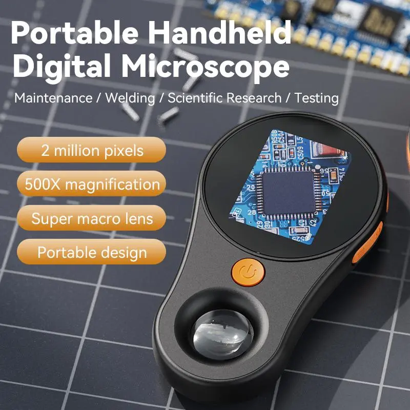 Portable Handheld Digital Microscope, 500X Magnification & 2MP Microscope Camera, Rechargeable Mini Optical Instrument for Home & Office 2