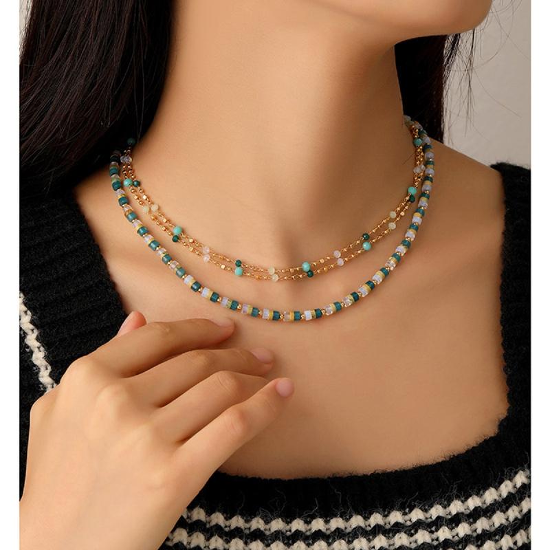 Lux Co.Talazuli blue  and Bohemian green necklace and earringws set. 5