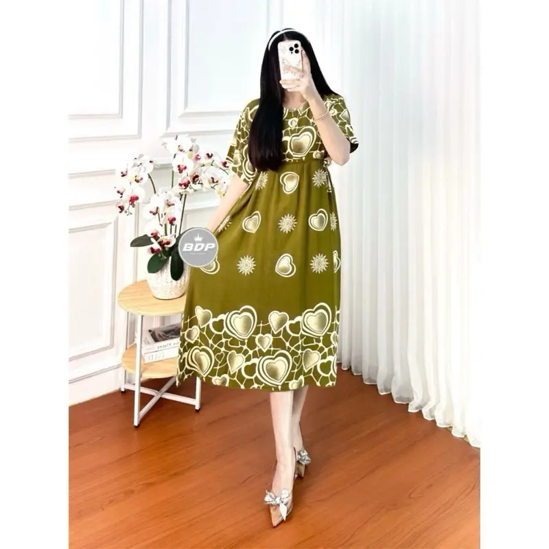 Daster Chibi Rayon Pendek Motif Pita Busui Bumil Resleting Depan Daster Wanita Harian Santai By Farcio Dress Wanita Rayon Adem Kekinian 8