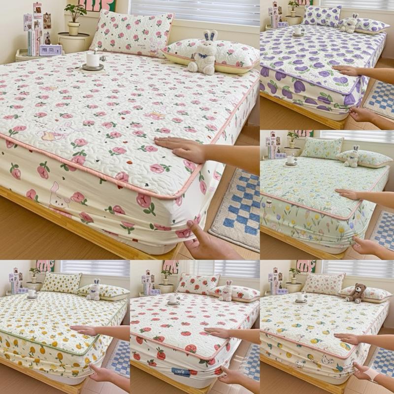 Bộ Ga Gối Trần Bông 3 Món Cotton đũi dệt bông xơ đậu lành nệm cao 13cm - Full Size