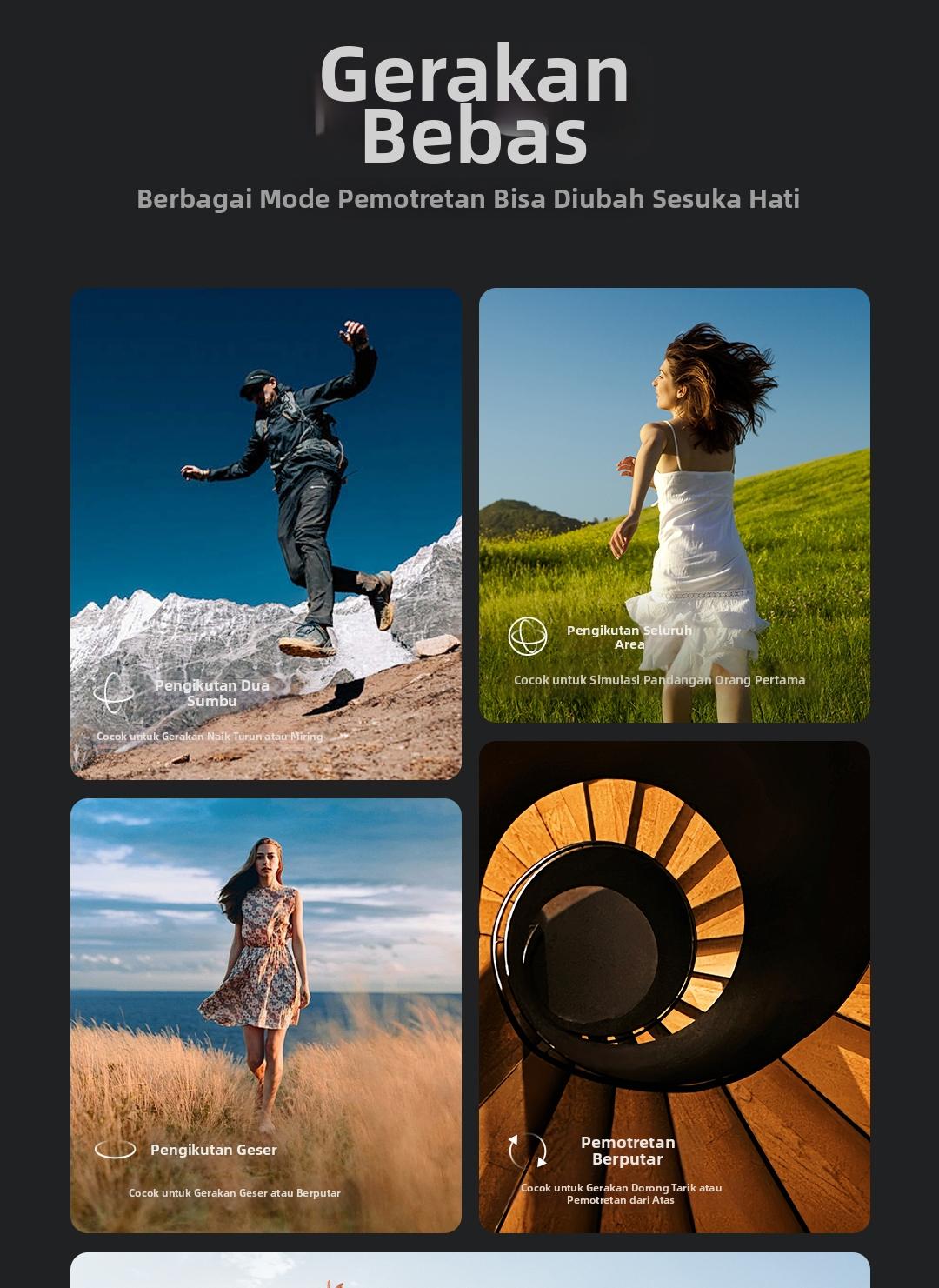 FUNSNAP Capture5 Gimbal Stabilizer HP 3 sumbu, AI Tracking Otomatis untuk Vlog & Live Streaming