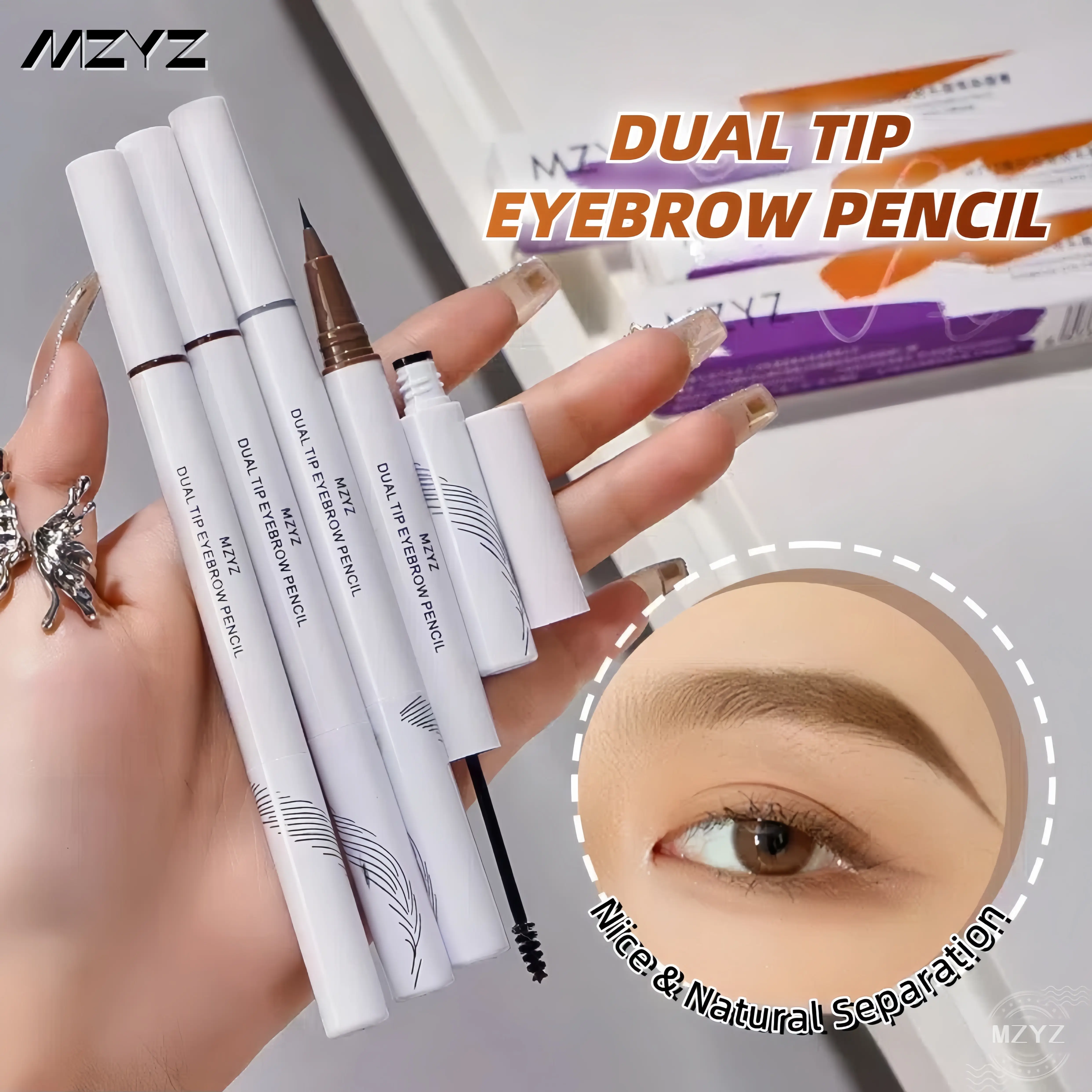 MZYZ 3 Colors Eyebrow Pen Waterproof Long Lasting Makeup Smooth