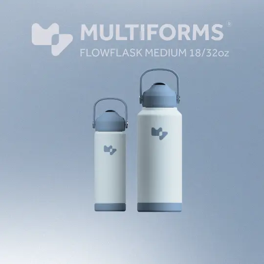 Multiforms 18/32oz Flowflask Rain  | Thermal Flask Water Bottle | Straw | Insulated Stainless Steel