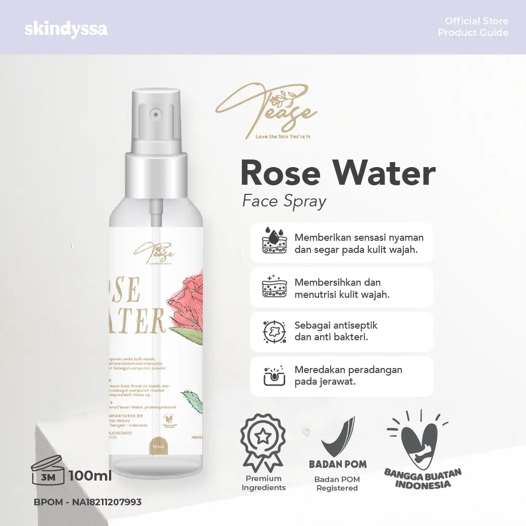 Skindyssa x Holytease Rose Water | Face Spray | Air Mawar