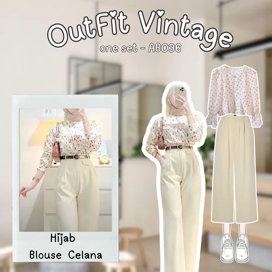 AB036 - 3 IN ONE SET REMAJA KEKIAN | OOTD VINTAGE ala PINTEREST KOREAN STYLE Blouse Floral Margaritha Twist  Setelan Wanita kekinian