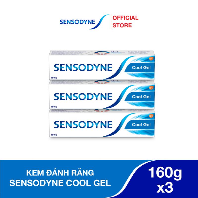   KOL x Sensodyne  Bộ 3 kem đánh răng SENSODYNE Cool Gel 160g giúp giảm ê buốt hiệu quả với hương bạc hà mát lạnh 