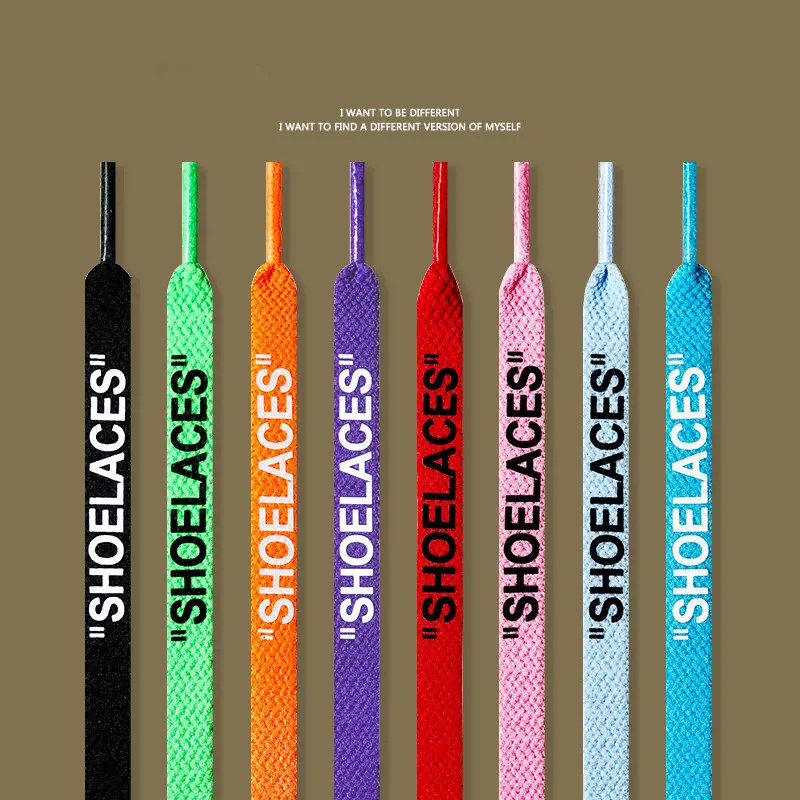 High Quality Colorful Flat Shoelace With Words Shoelaces Men Women Green Trend Personality Sport Casual Shoes Laces Dropship