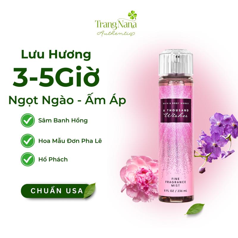 Xịt Thơm Body A THOUSAND WISHES Body Mist Bath Body Works Xịt Thơm Body Hương Nước Hoa Body Mist Nữ 236ml - Perfume Cosmetic Women