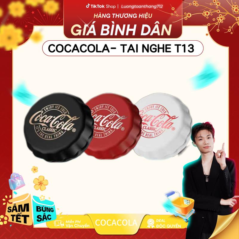    XẢ KHO  Coca-Cola T13 Tai Nghe Bluetooth Không Dây Chân Thực 13Mm Khử Tiếng Ồn ENC Pin Dài 15H Type-C Nhanh 