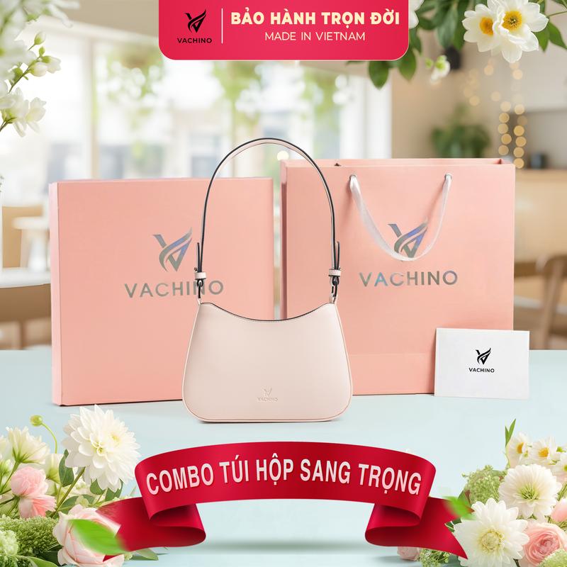  COMBO Hộp quà  Túi xách đeo chéo da nữ VACHINO-TX043 + Hộp + Túi Giấy + Túi rút đựng sản phẩm + Thiệp viết lời chúc  