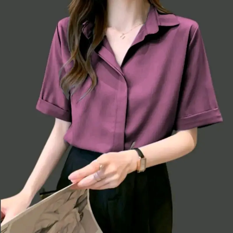 Kemeja atasan crop top wanita lengan pendek 7