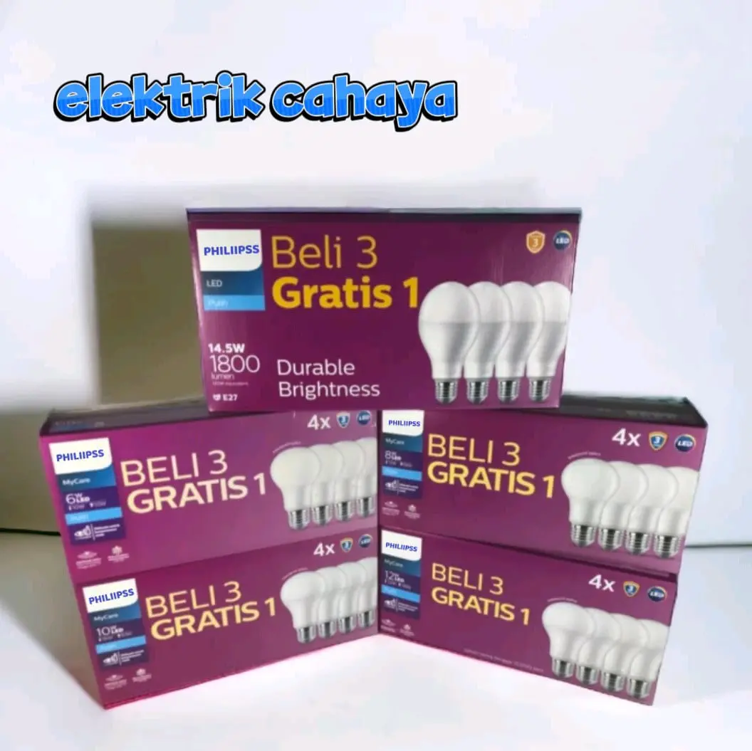 NEW [PAKET ISI 4PCS] Lampu PHILIIPSS Led 12 Watt Promo Multipack MyCare Bulb 12w beli 3 Gratis 1