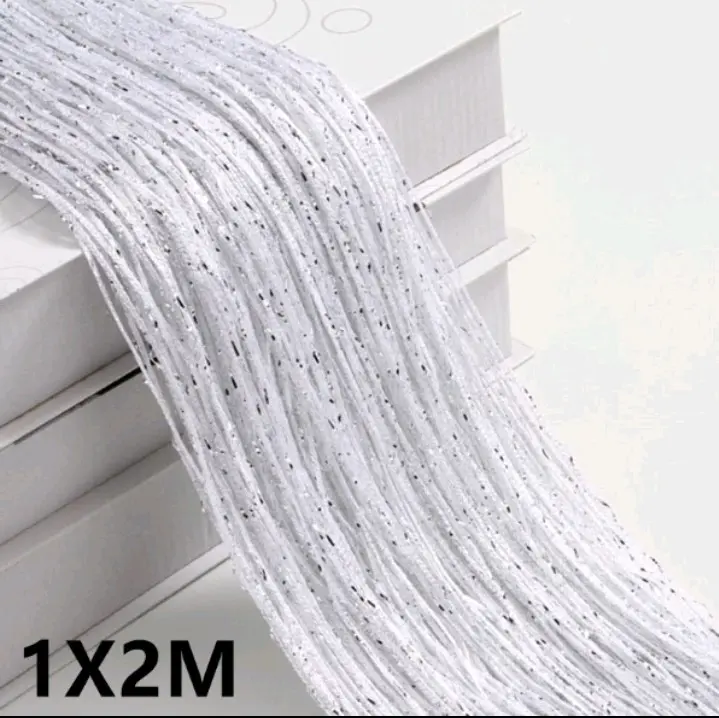 Tirai Glitter dekorasi warna putih 100x200cm 3