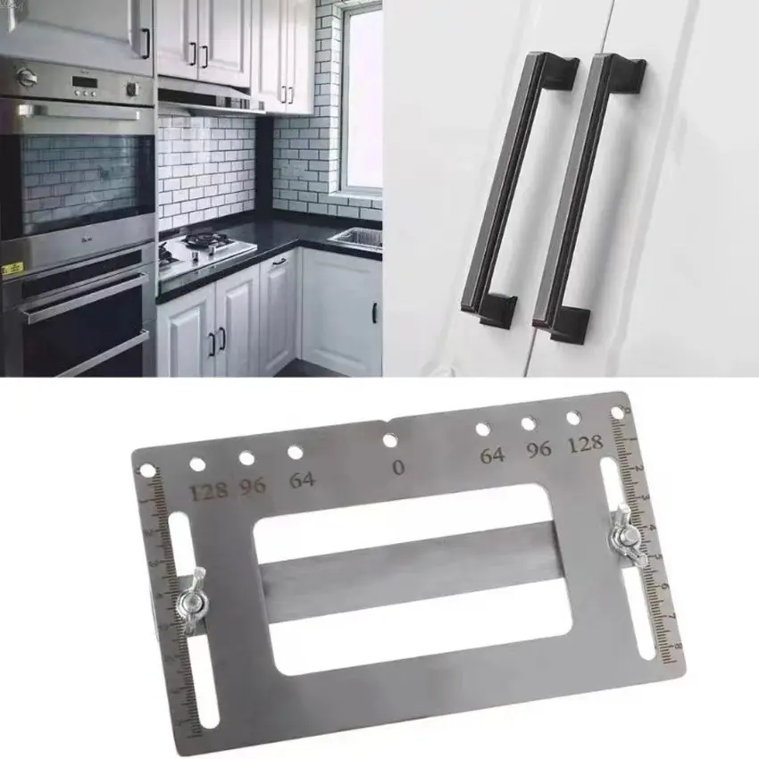 Handle Hole Locator Door Knob and Pull Installation Jig and Shelf Pin Jig Boring Hole Drill Guide Stainless Steel