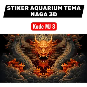 STIKER AQUARIUM BACKGROUND WALLPAPER GAMBAR NAGA DRAGON akuarium