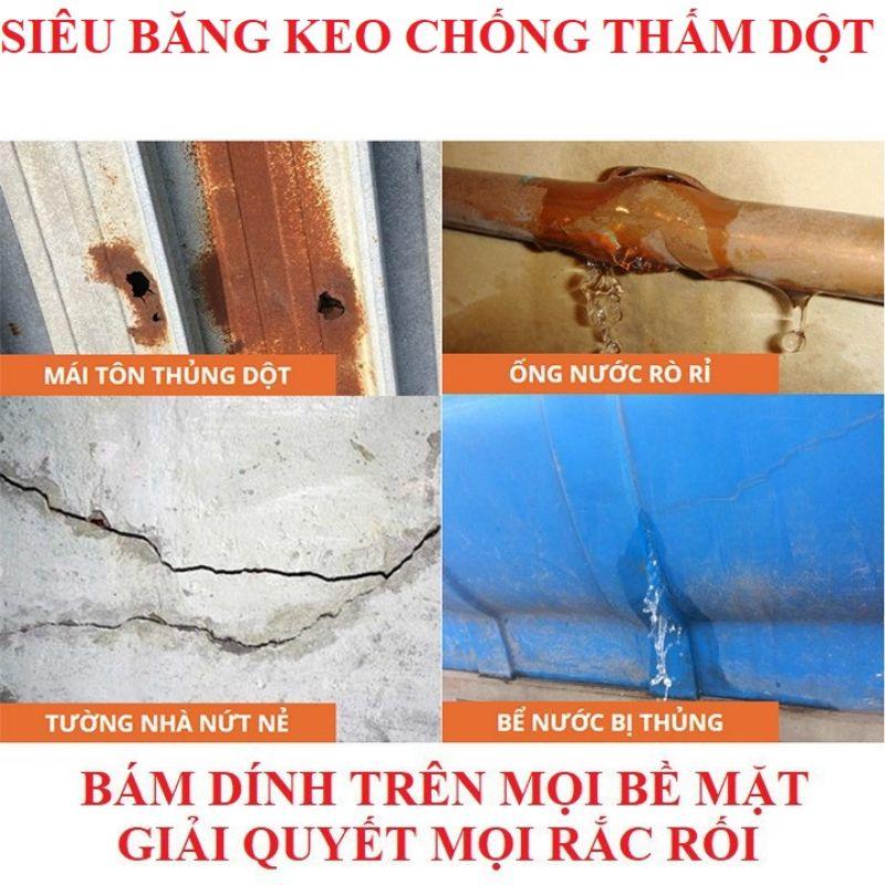 Cuộn 5 Mét Băng Keo Dán Rộng 5cm/10cm - Miếng Dán Siêu Dính Chống Thấm Nước Và Chống Dột 3