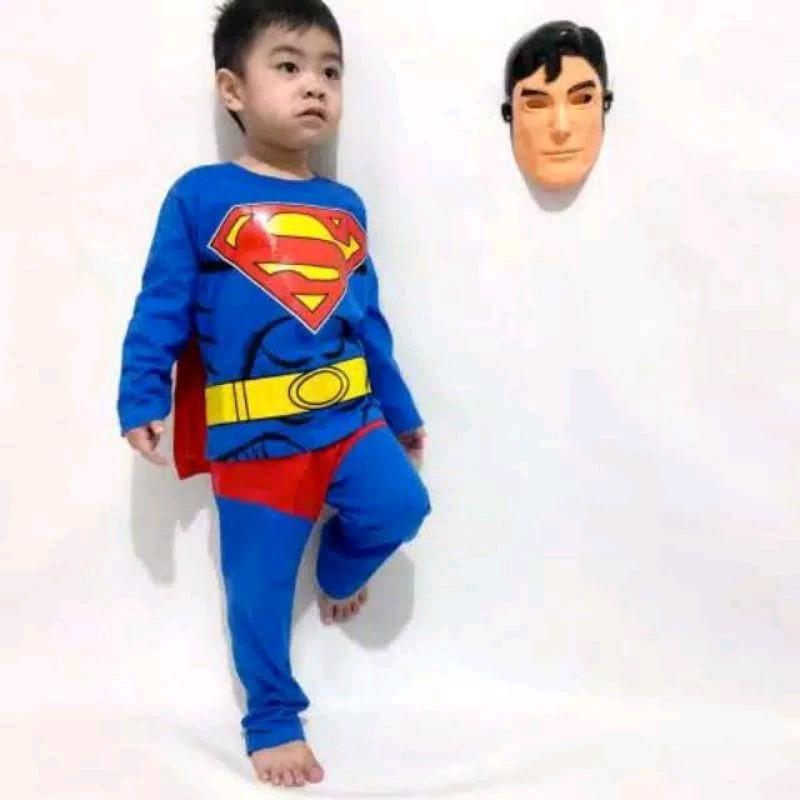Kostum superhero anak Superman Bonus Topeng Baju karakter anak Baju Cosplay anak Super man 0