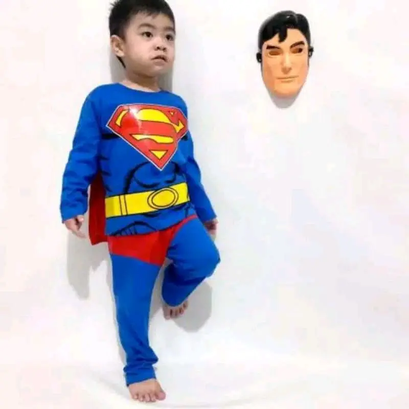 Kostum superhero anak Superman Bonus Topeng Baju karakter anak Baju Cosplay anak Super man 0