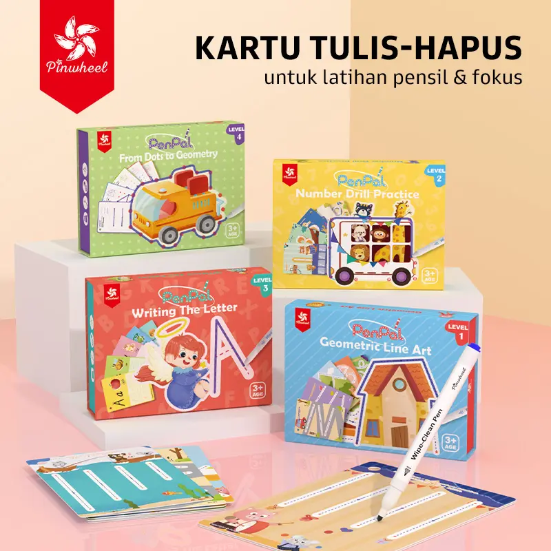 Pinwheel PenPal Kartu Latihan Kontrol Pena Bisa Dihapus Mainan Edukasi Preschool Persiapan Sekolah Latihan Menulis Berjenjang untuk Anak 3 Tahun Ke Atas