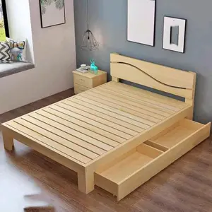 tempat tidur moderrn klasik warna natural jati melamit semi doff cocok untuk hotel vila peremuhan/kamar keluarga