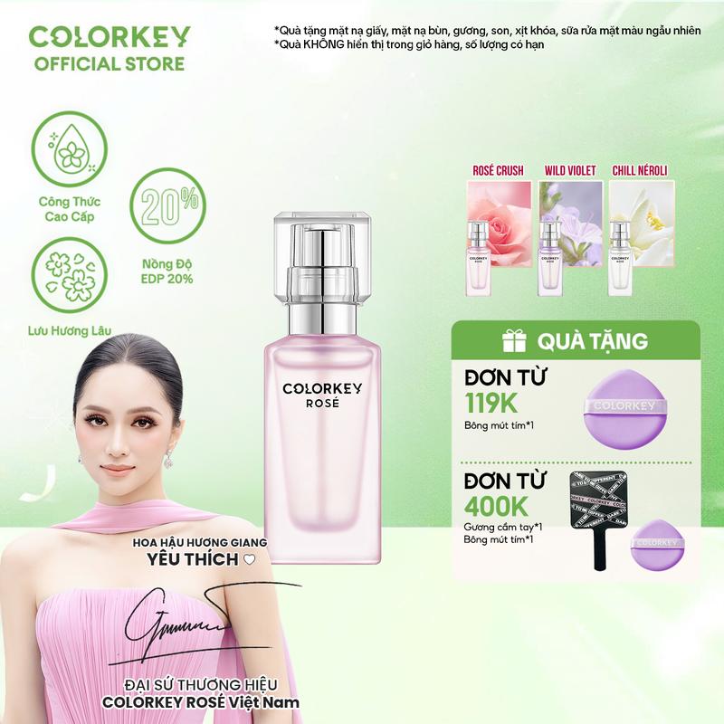Nước Hoa COLORKEY ROSÉ 10ml EDP – Tinh Dầu Nước Hoa Nồng Độ 20% Perfume Lưu Hương Hương Thơm Tinh Tế