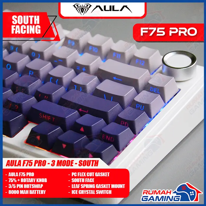 Mechanical Keyboard - Aula F75 - 75% Compact - 3 Mode - Gaske Mount - RGB - PBT Keycap 2