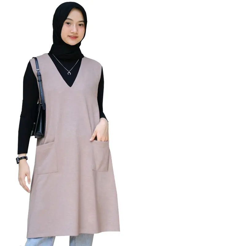 Outer Cardigan Blazer Wanita Panjang Tanpa Lengan-Rompi Long Vest Wanita Terbaru Style Kekinian Atasan Basic 0