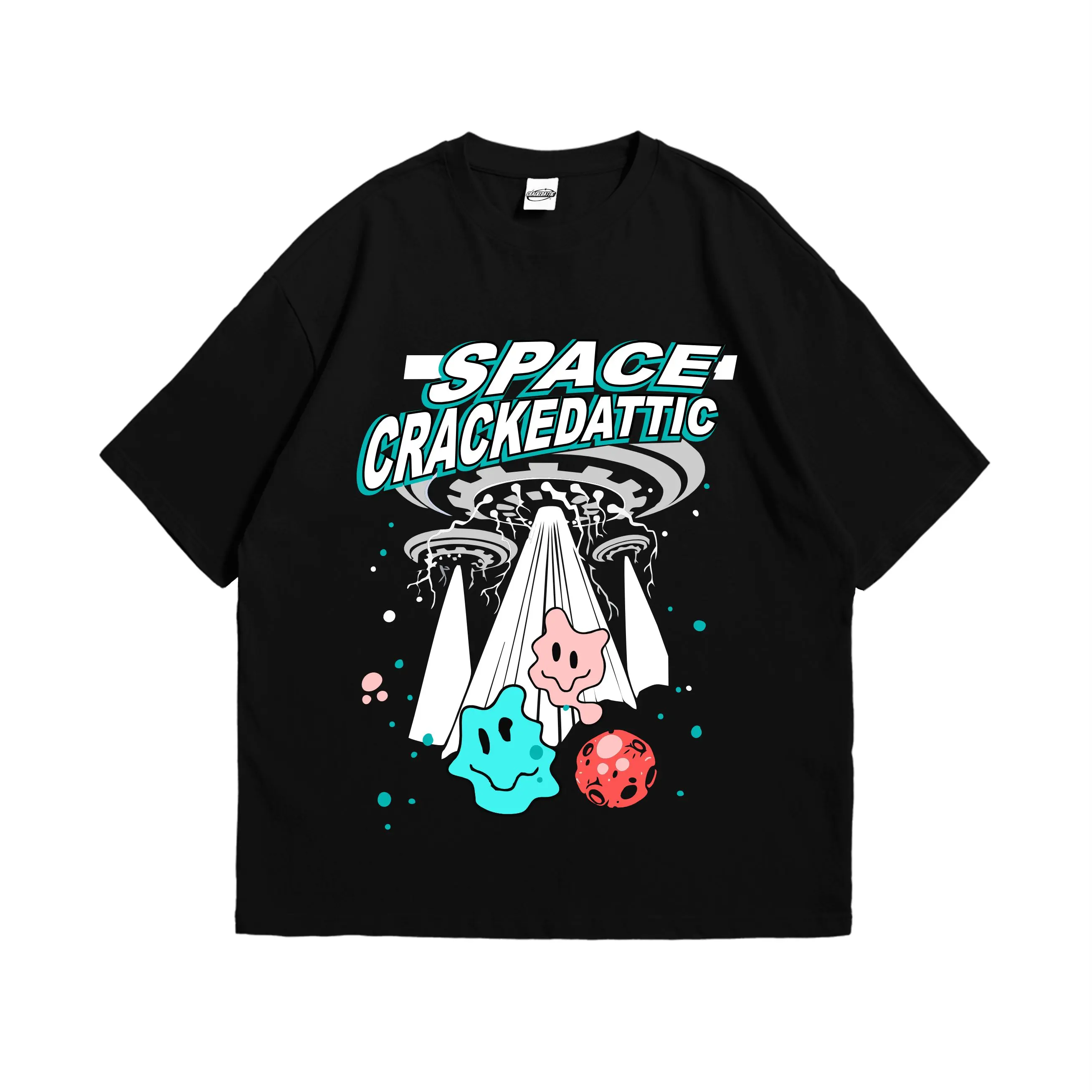 CRACKEDATTIC Baju Kaos Unisex Hitam Cotton Combed 24s - SPACE CRKT
