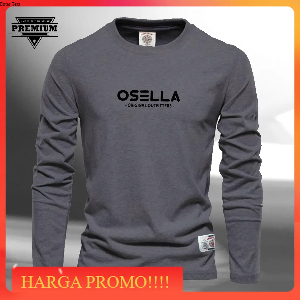 Promo Kaos Keren Lengan Panjang Osella Orey Text Hitam Kaos Tangan Panjang / Kaos  Tangan Panjang Terbaru / Baju pria Tangan Panjang / Kaos  Unisex Pria Wanita Tangan Panjang Kaos dewasa Nyaman Sablon baju Distro Tebal Silver Tulisan Sweater Kata